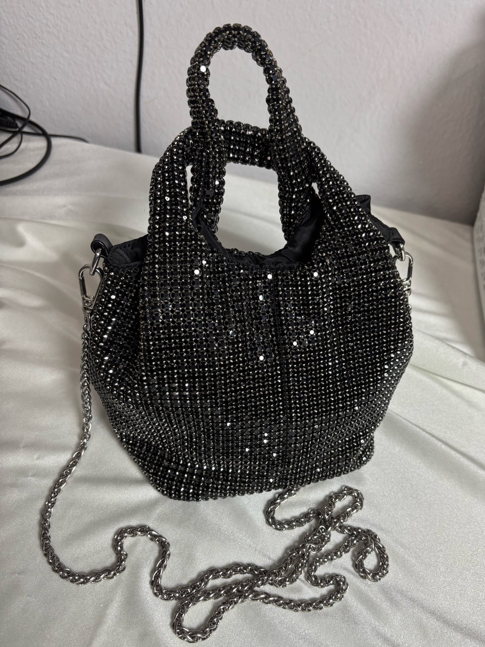E | N Expressions NYC Rhinestone Small Bucket Bag